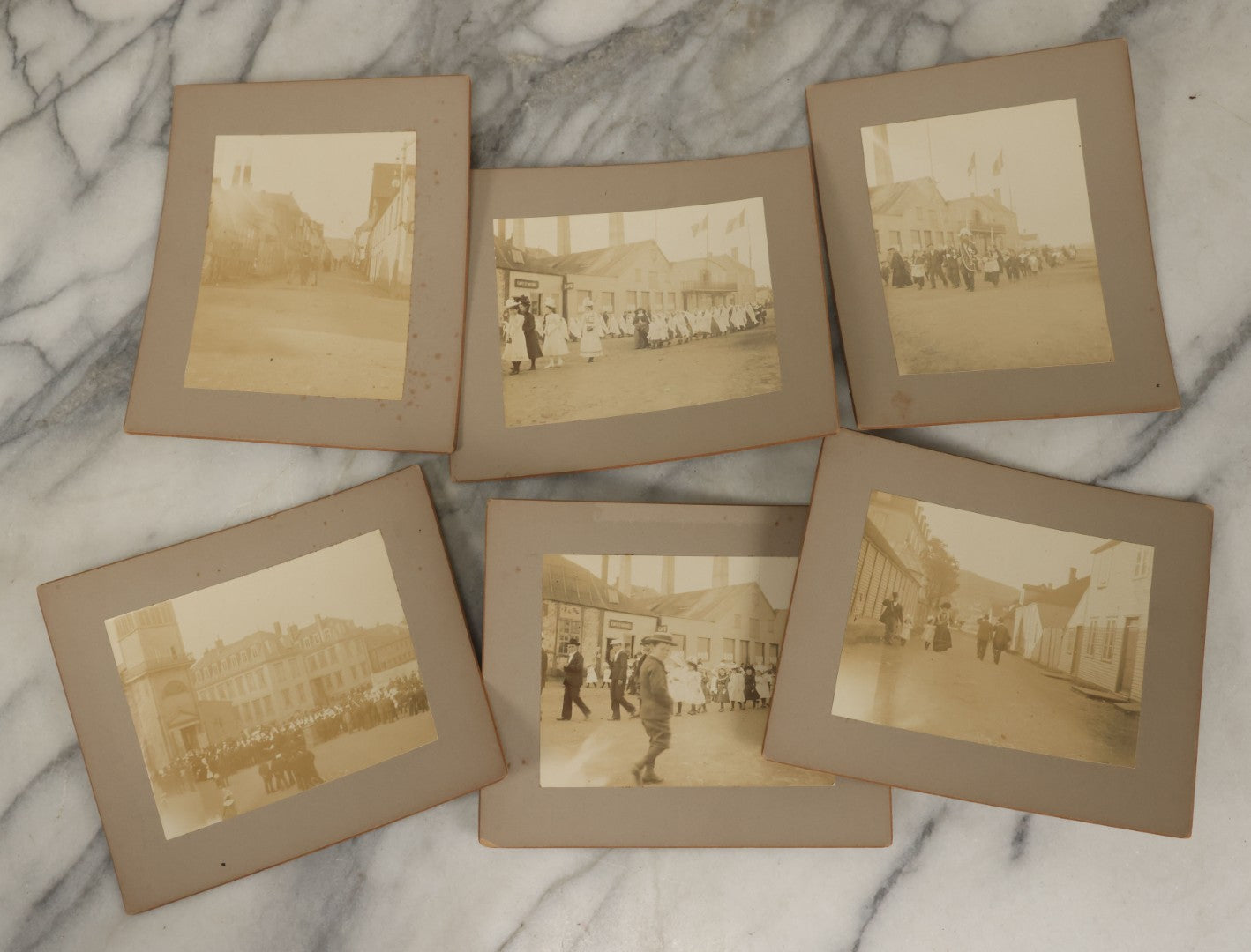 Lot 175 - Grouping Of Six Antique Boarded Photographs Of The Streets, People, Buildings, And Festivals Of Saint Pierre And Miquelon (French Territory Near Newfoundland, Canada)