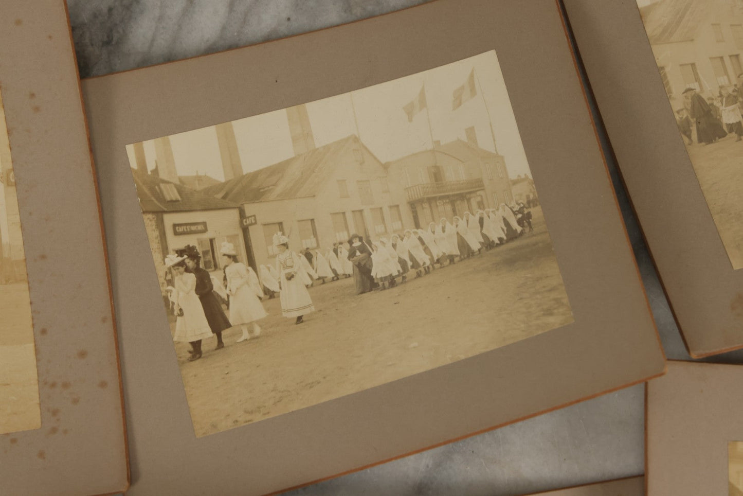 Lot 175 - Grouping Of Six Antique Boarded Photographs Of The Streets, People, Buildings, And Festivals Of Saint Pierre And Miquelon (French Territory Near Newfoundland, Canada)