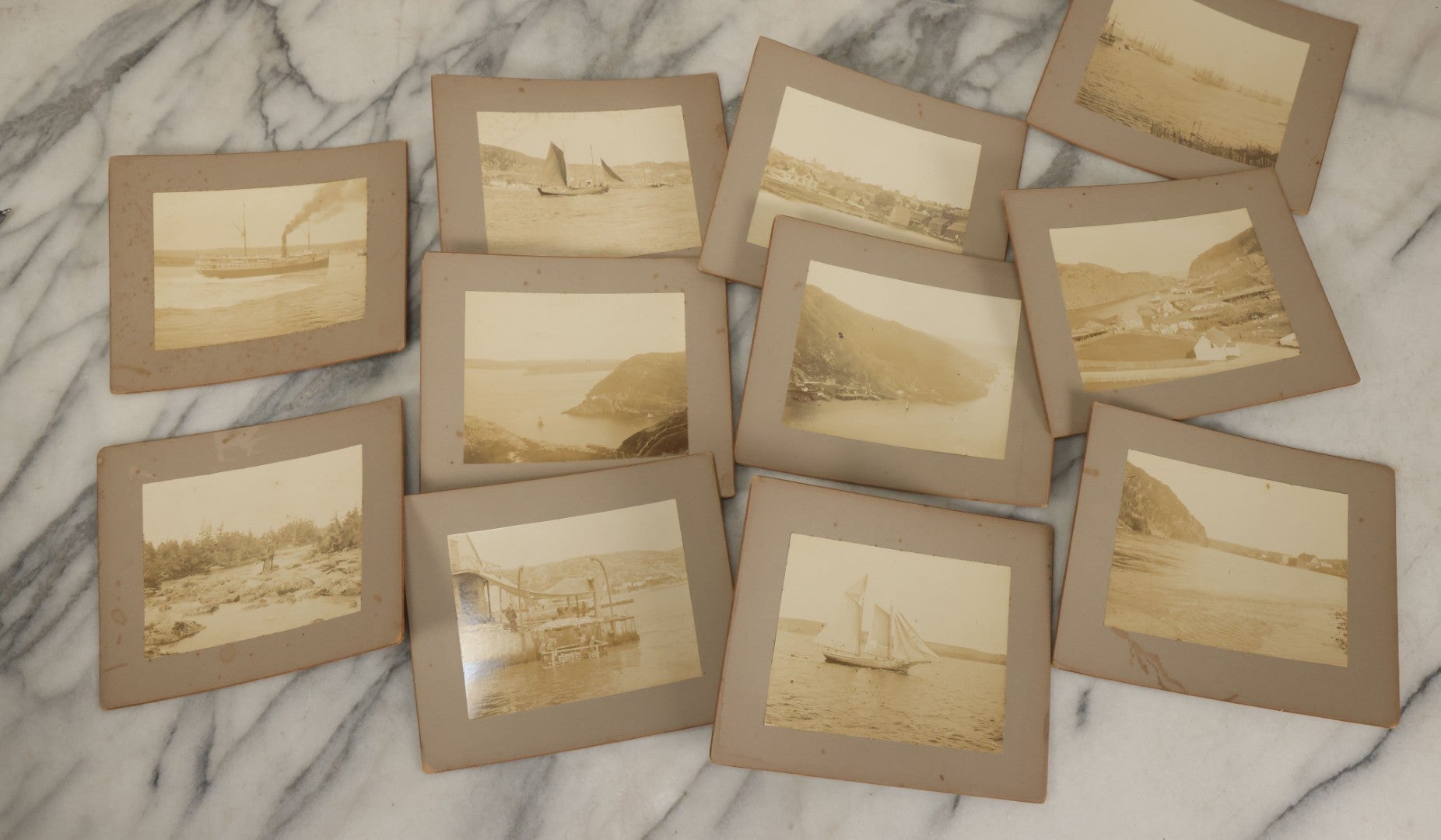 Lot 176 - Grouping Of Eleven Antique Board Photographs Of The Coast, Ships, Fishing Industry, Geography, And More, Of Saint Pierre And Miquelon (French Territory Near Newfoundland, Canada)