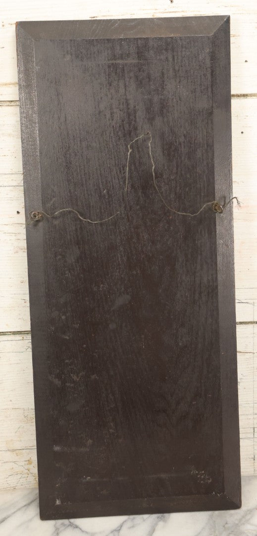 Lot 012 - Antique Hand-Painted Cactus Flower Artwork, Bold Red Blooms On Black Background, Botanical Wall Art, 10-1/8" x 24"