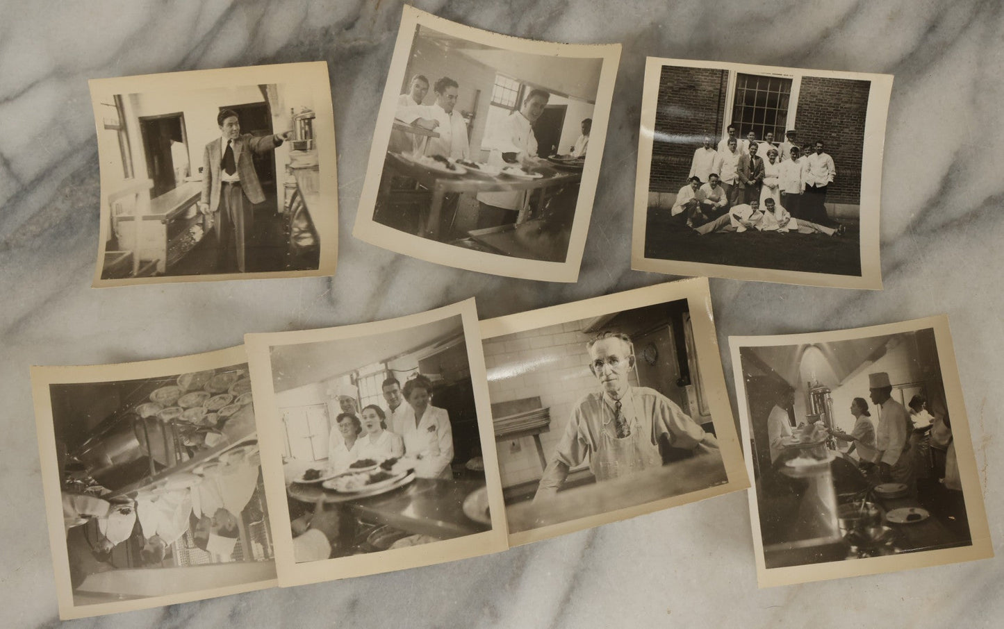 Lot 179 - Grouping Of Seven Vintage Snapshot Photographs Of Cooks And Kitchen Staff, Likely At Dartmouth College, New Hampshire, Circa 1940s