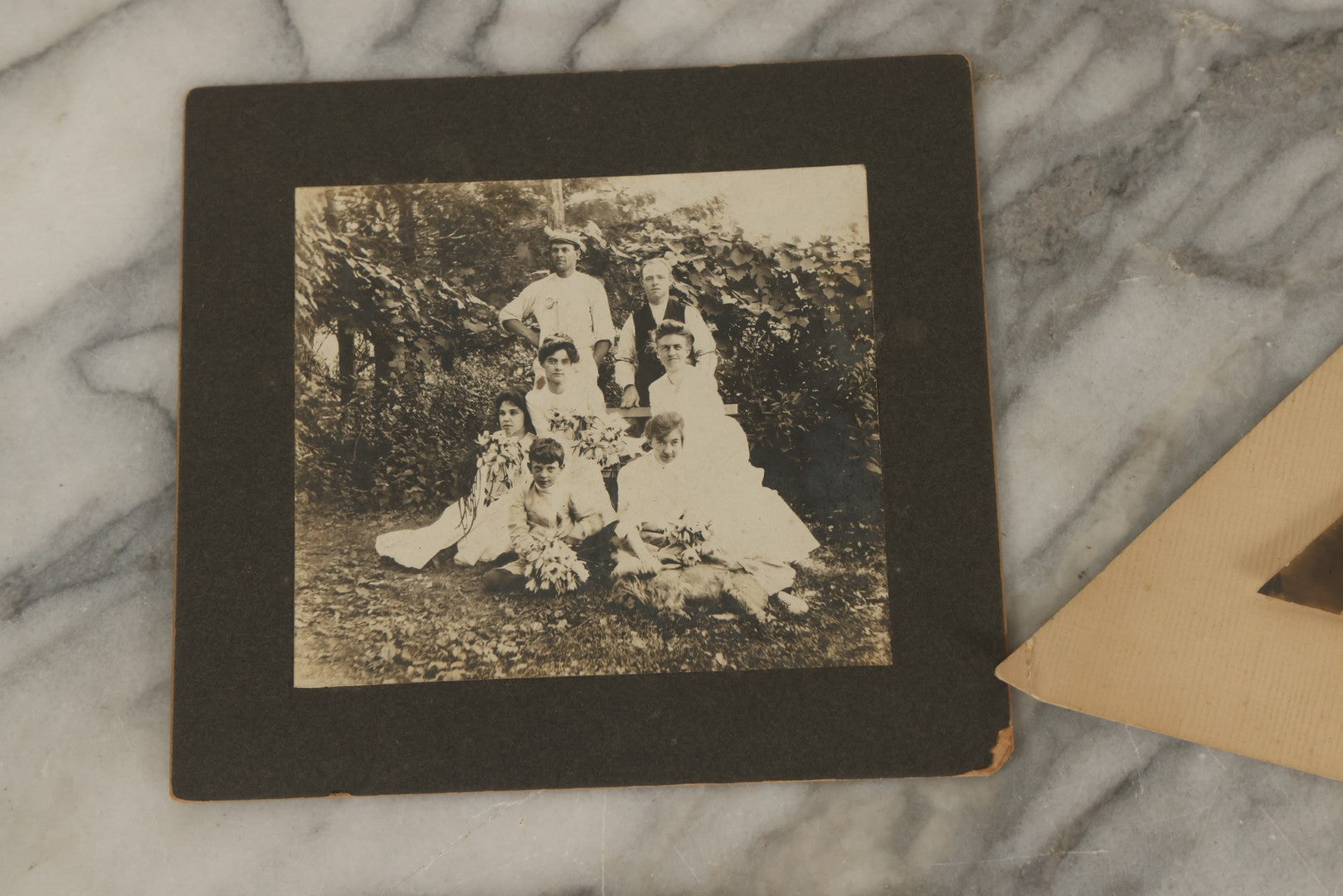 Lot 182 - Grouping Of Six Assorted Antique Boarded Photographs Of Victorian & Edwardian Women In Groups, Including Unique Triangle Cut Photo, Circa 1900-1910 