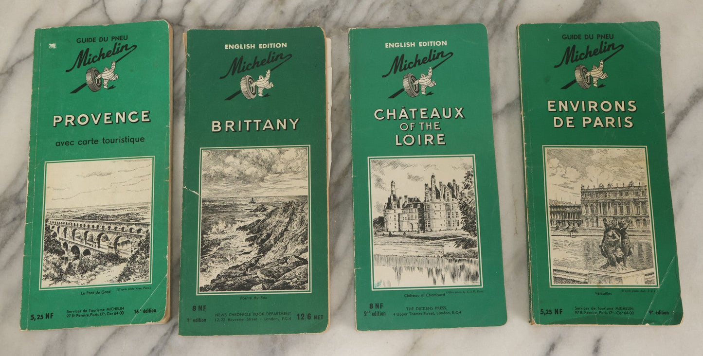 Lot 193 - Grouping Of Four Vintage Michelin Guides Including Brittany, Environs Of Paris, Etc., Circa 1950s