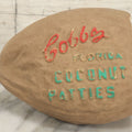 Lot 018 - Vintage Paper Pulp Cobb's Florida Coconut Patties Advertising Souvenir, Faux Coconut Shell, Tropical Decor, Marked Patent Pending