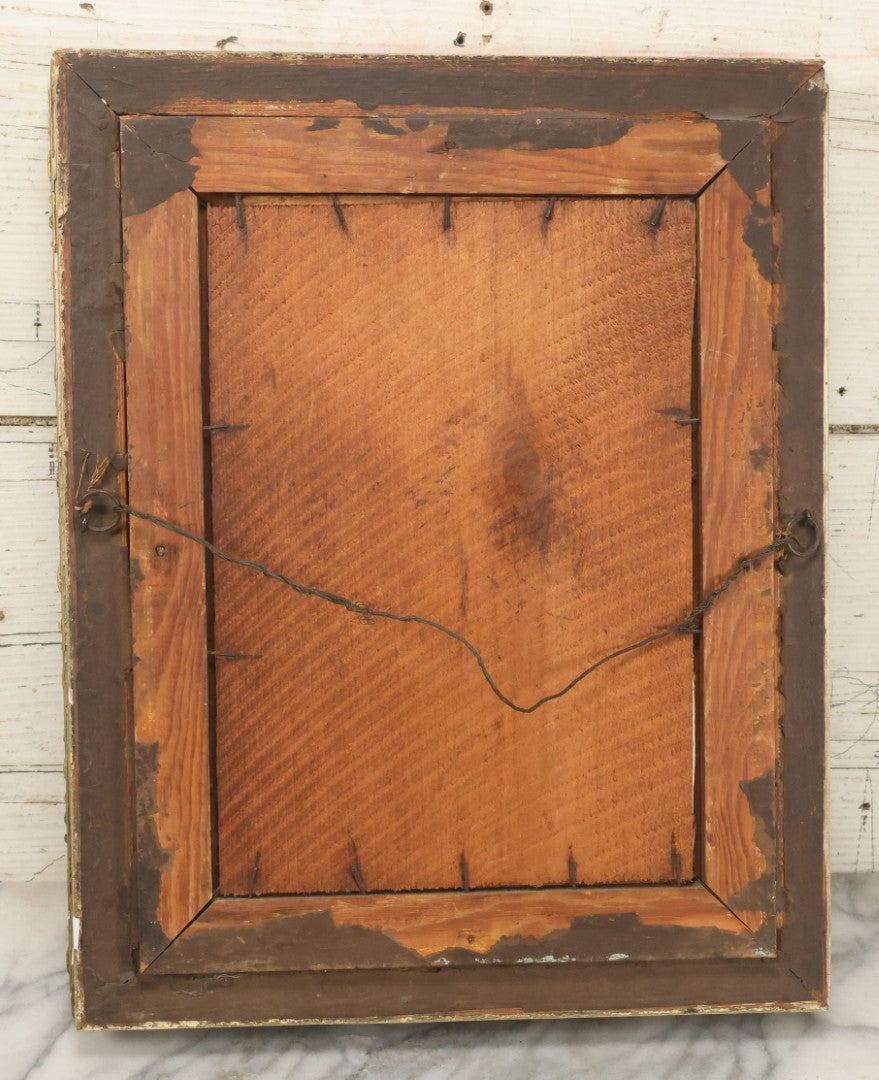 Lot 020 - Antique Framed Sepia-Toned Print Behind Bubble Glass, Romantic Scene With Man And Woman Flirting, Ornate Gilded Frame, Victorian Era Art, After W. Menzler, 1896, Note Crack In Lower Left Glass, 12-1/4" x 15-1/4"