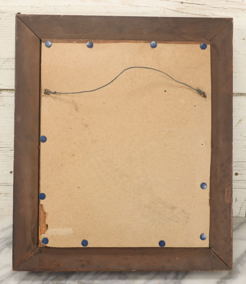 Lot 021 - Antique Full Plate Tintype Of An Elderly Woman With Hair Tied In A Bun, Gold Painted Jewelry, In Deep Frame, Note Wear, Rust, Losses, 11-7/8" x 13-7/8"