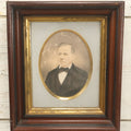Lot 022 - Antique Over Painted Portrait Photo Of A Man With Gray Hair, Bowtie, In Deep Frame, Note Losses To Photo Surface, 11-7/8" x 13-7/8"