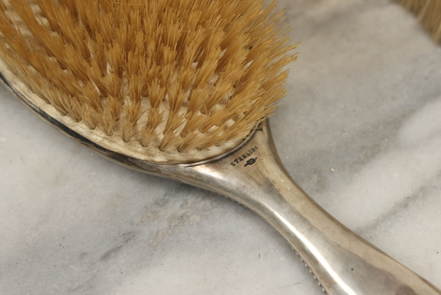 Lot 024 - Antique Sterling Silver Brush Set, P Monogram, Marked Sterling, Victorian Vanity Grooming Set