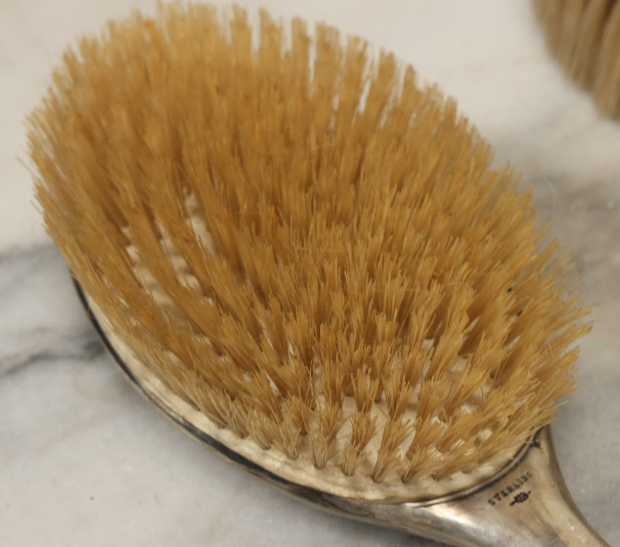 Lot 024 - Antique Sterling Silver Brush Set, P Monogram, Marked Sterling, Victorian Vanity Grooming Set