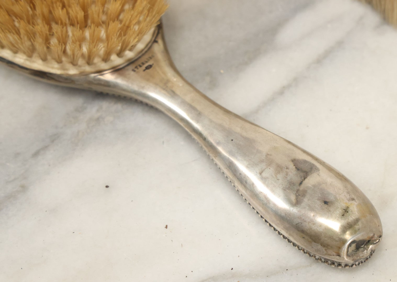 Lot 024 - Antique Sterling Silver Brush Set, P Monogram, Marked Sterling, Victorian Vanity Grooming Set