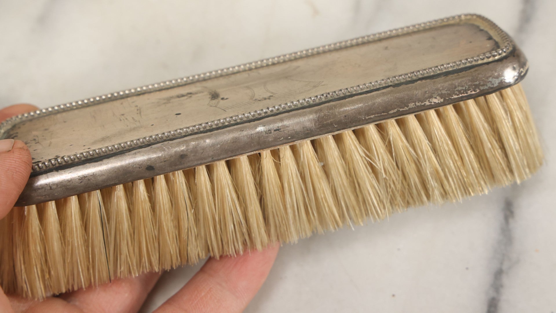 Lot 024 - Antique Sterling Silver Brush Set, P Monogram, Marked Sterling, Victorian Vanity Grooming Set