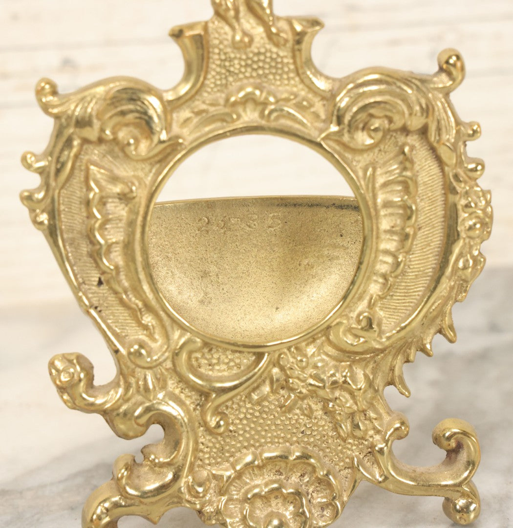 Lot 029 - Antique Brass Pocket Watch Stand, Ornate Rococo Design, Eagle Finial, Decorative Display Holder