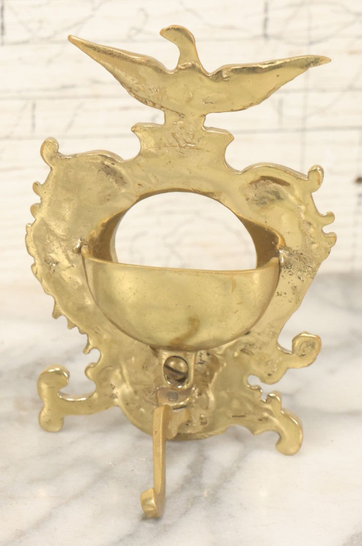 Lot 029 - Antique Brass Pocket Watch Stand, Ornate Rococo Design, Eagle Finial, Decorative Display Holder