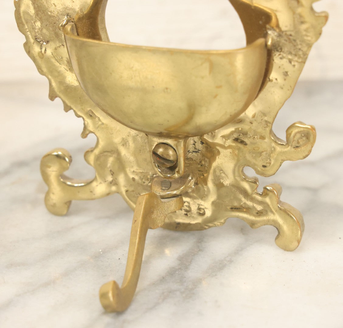 Lot 029 - Antique Brass Pocket Watch Stand, Ornate Rococo Design, Eagle Finial, Decorative Display Holder