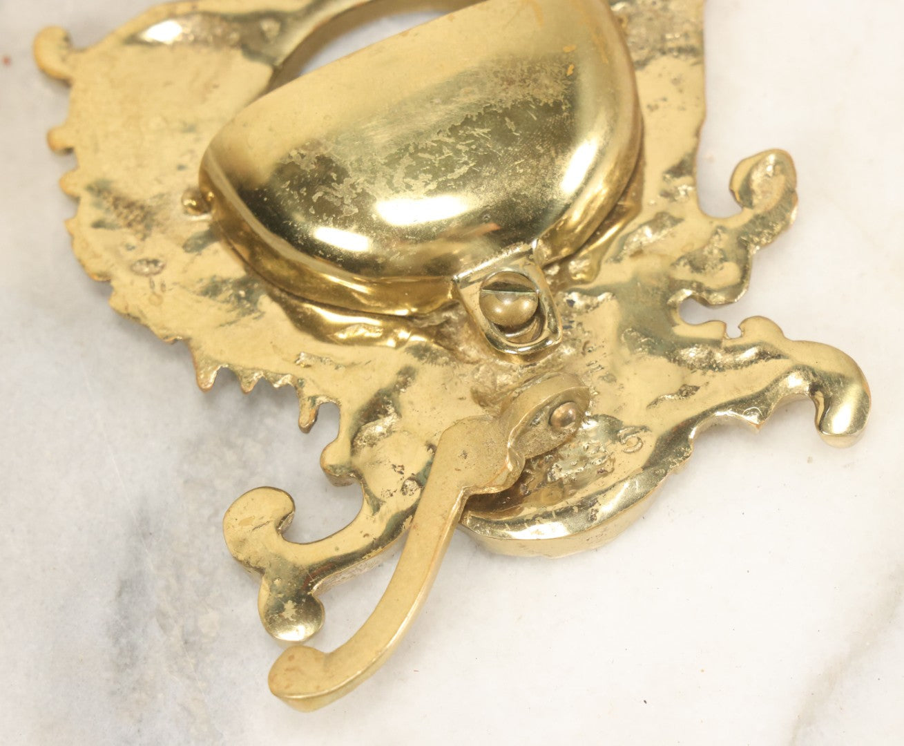 Lot 029 - Antique Brass Pocket Watch Stand, Ornate Rococo Design, Eagle Finial, Decorative Display Holder