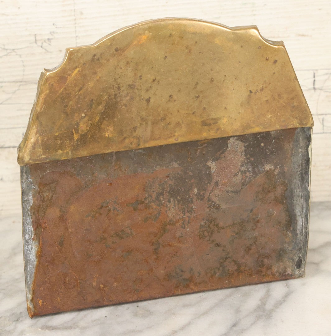 Lot 030 - Antique English Brass Mantle Box, Mid 19th Century, Wreath Motif, Decorative Storage Container