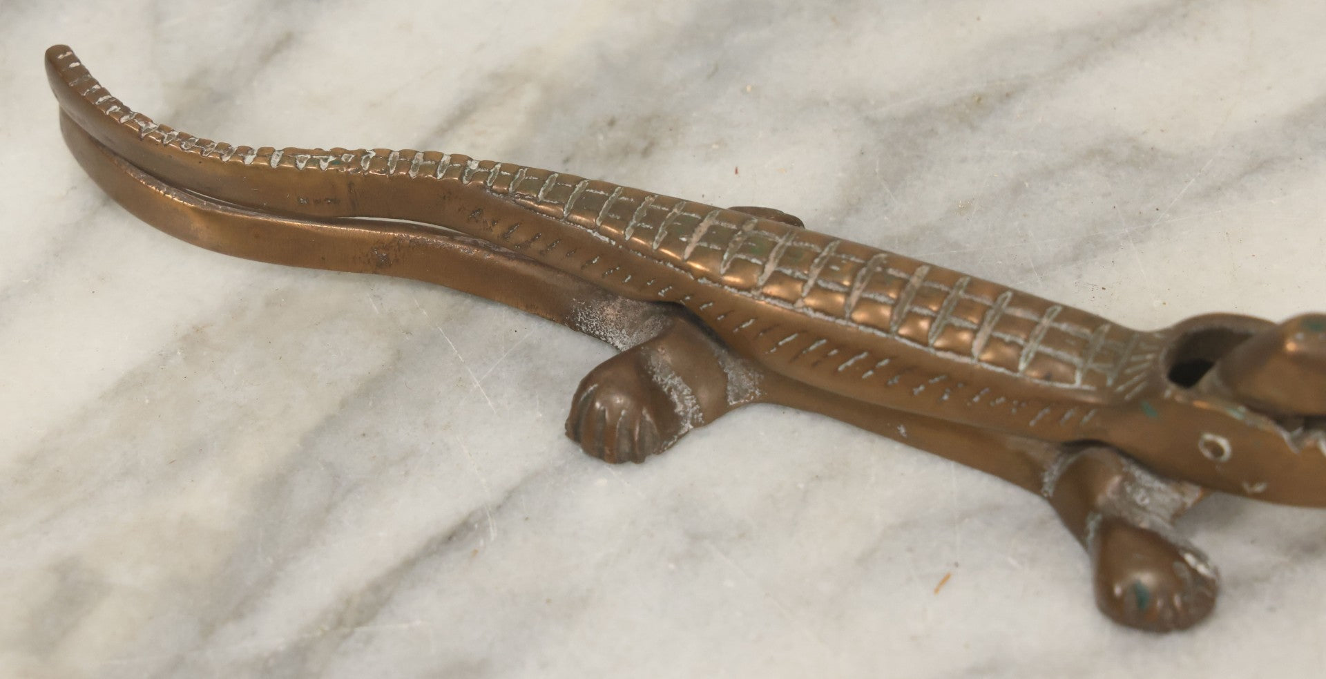 Lot 035 - Vintage Brass Alligator Nutcracker, Figural Design, Hinged Jaw, Kitchen Tool