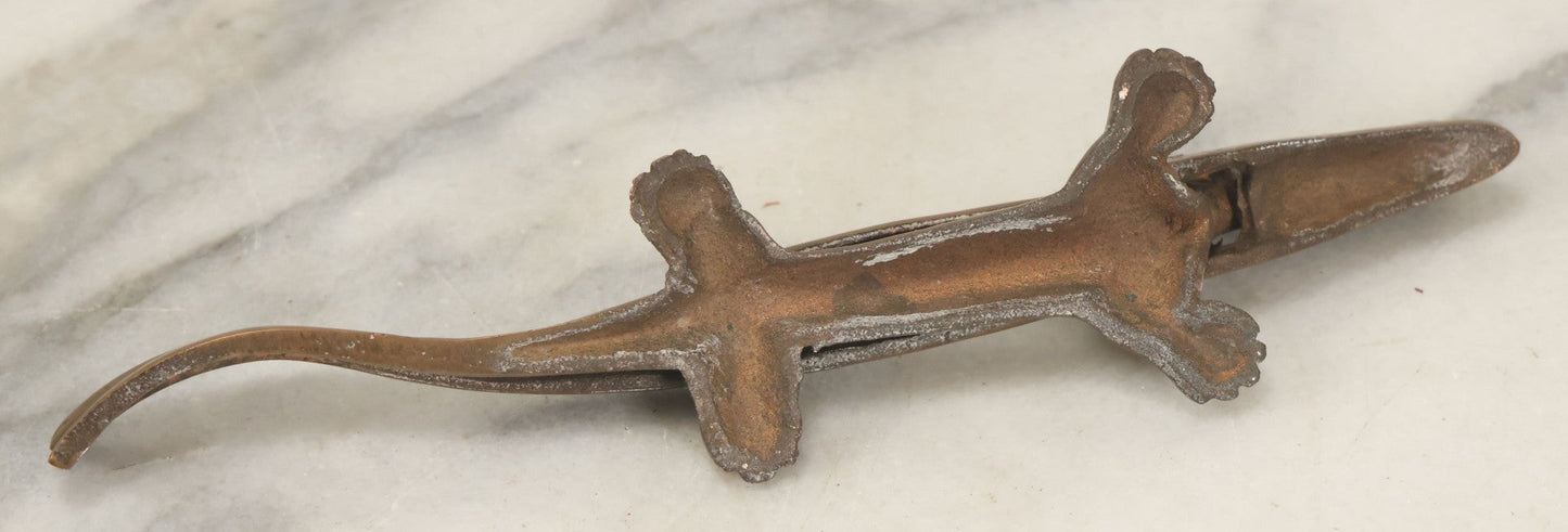 Lot 035 - Vintage Brass Alligator Nutcracker, Figural Design, Hinged Jaw, Kitchen Tool