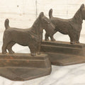 Lot 039 - Pair Of Antique Cast Iron Scottie Dog Bookends, Geometric Design, Aged Finish