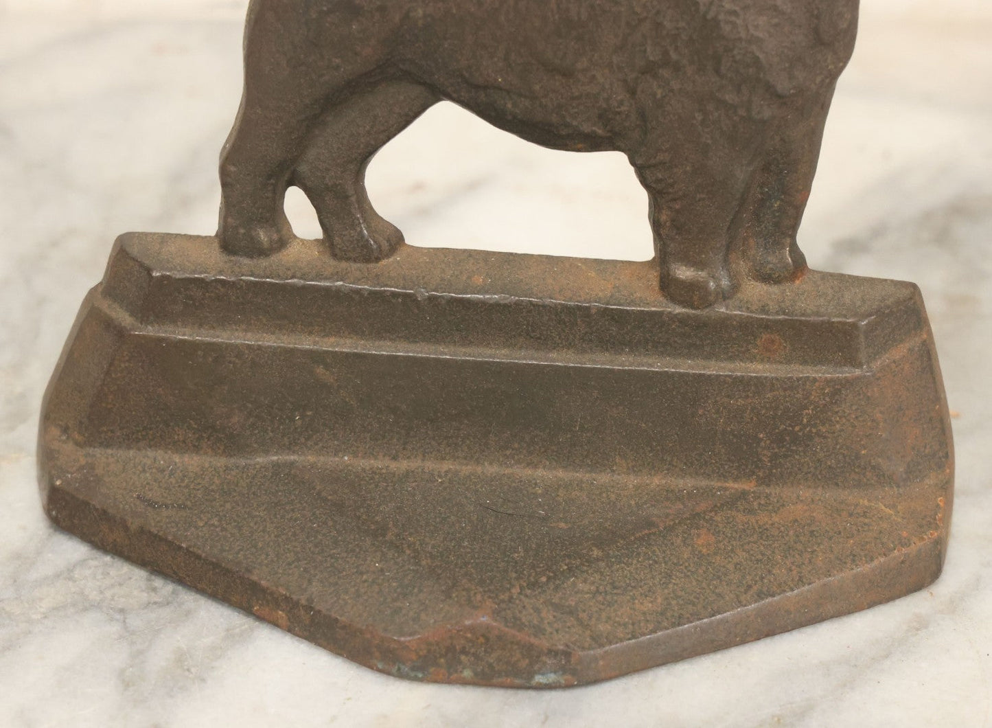 Lot 039 - Pair Of Antique Cast Iron Scottie Dog Bookends, Geometric Design, Aged Finish