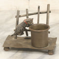 Lot 040 - Vintage Metal Toothpick Holder, Cat Climbing A Fence, Table Decor, Note Bend In Cat Mounting