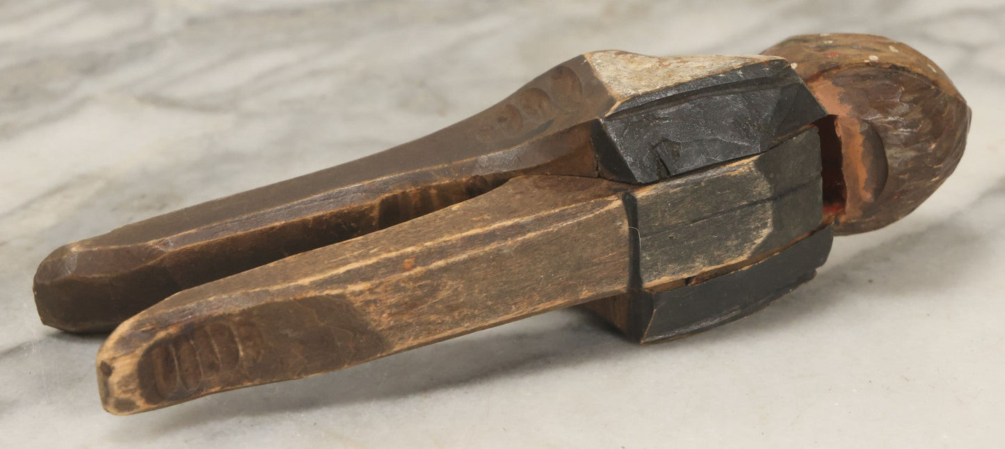 Lot 044 - Hand-Carved Wooden Scottish Man Nutcracker, Painted Plaid Outfit, Folk Art, Note Chip To Lip