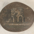 Lot 045 - Antique Hand Painted Rock With Architectural Scene, Folk Art Paperweight, Identified As A Mill
