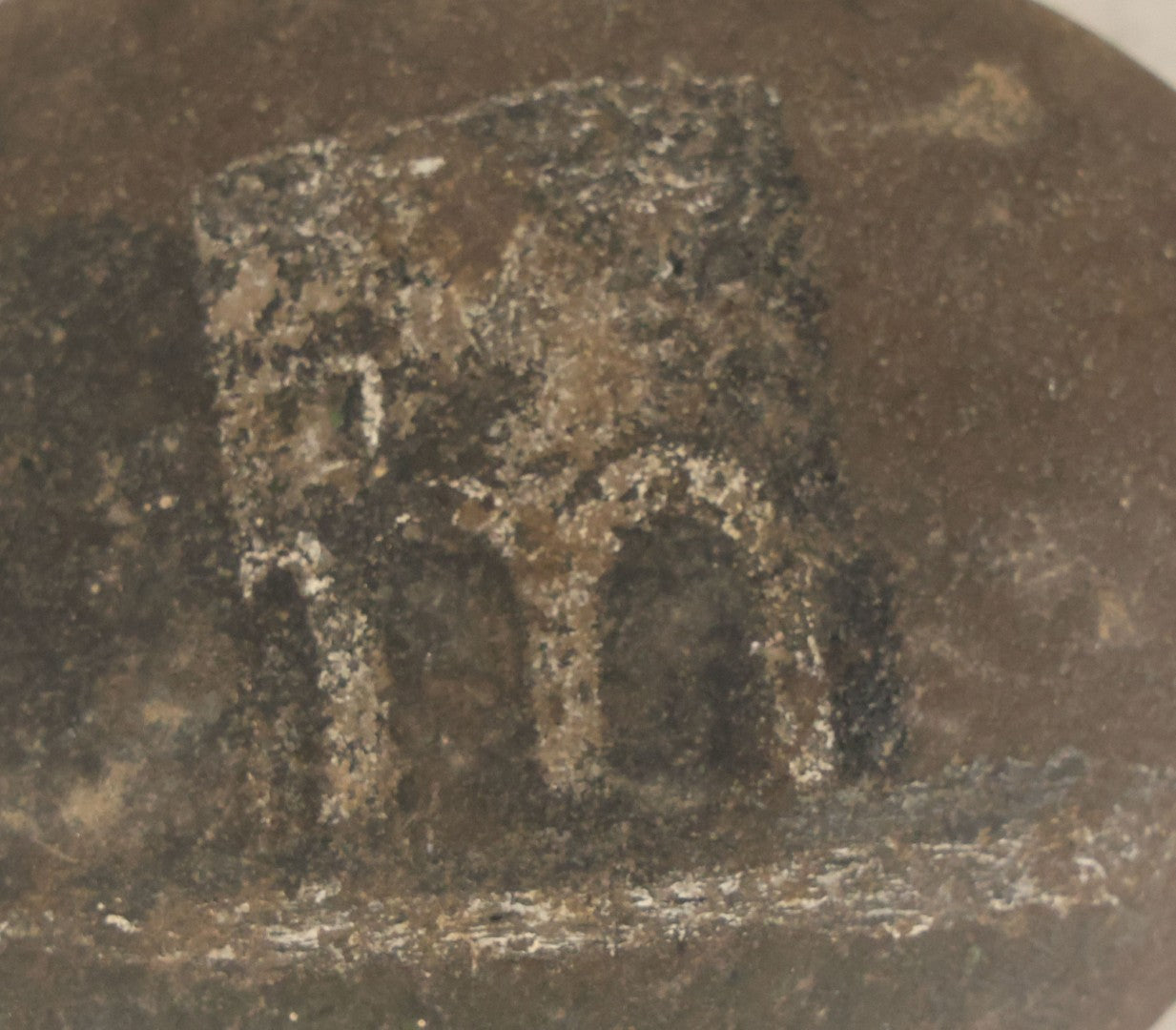 Lot 045 - Antique Hand Painted Rock With Architectural Scene, Folk Art Paperweight, Identified As A Mill