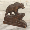 Lot 054 - Antique Hand-Carved Wooden Bear Figurine, Rustic Folk Art Sculpture Fragment