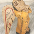 Lot 057 - Vintage Hand-Painted Wooden Folk Art Angel Figure, Primitive Religious Carving, Note Wear, Missing Horn