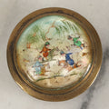 Lot 069 - Antique Persian Miniature Hand-Painted Mother-Of-Pearl Box, Equestrian Polo Scene, Mirrored Lid