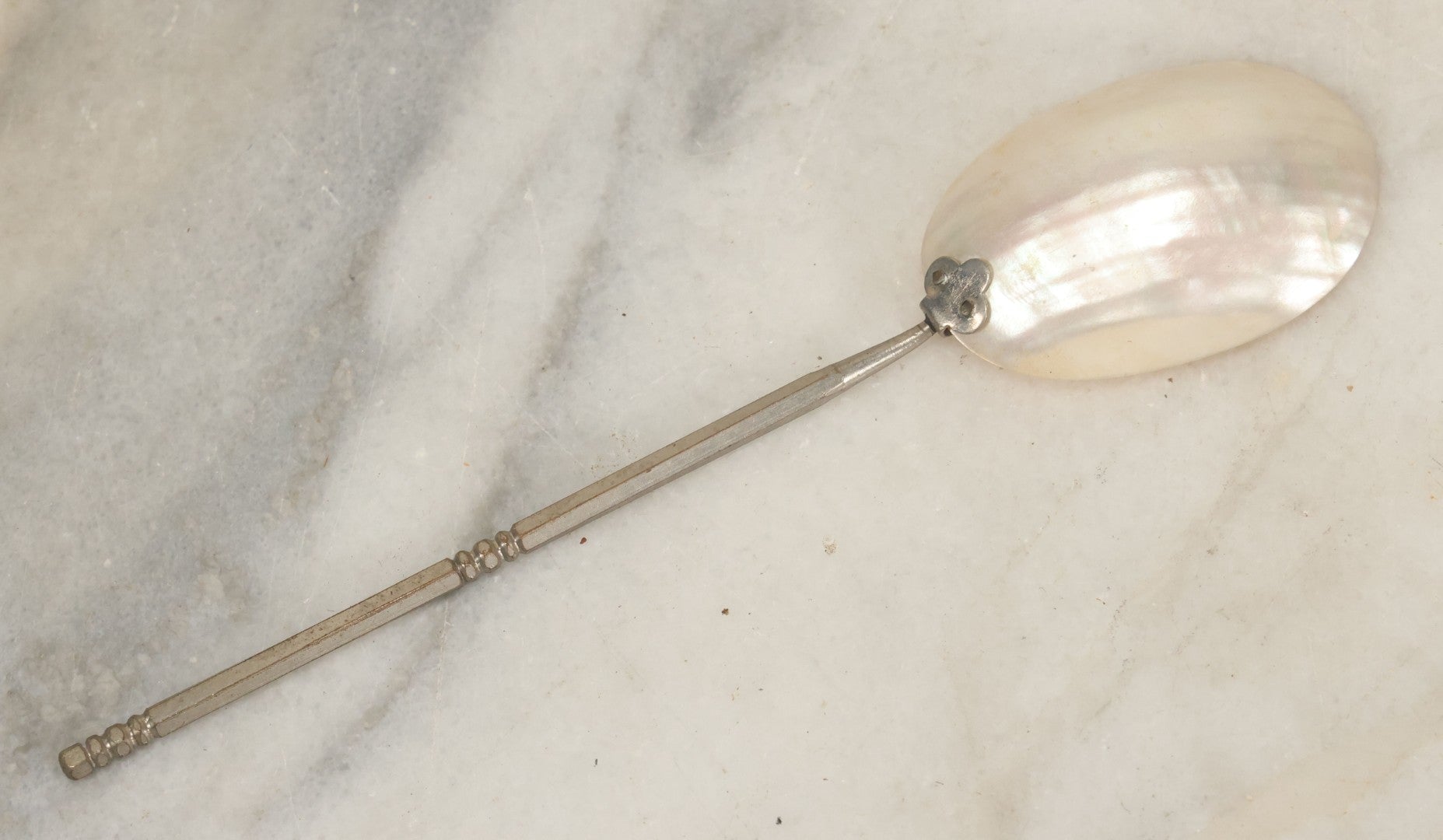 Lot 070 - Antique Nantasket Beach, Massachusetts Souvenir Mother-Of-Pearl Spoon, Hand Painted