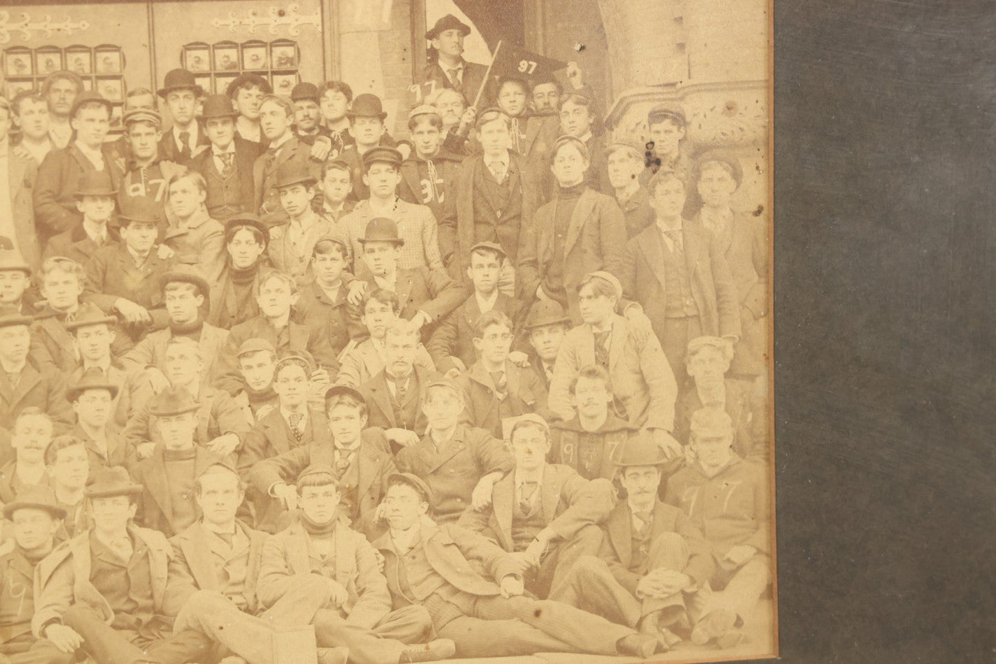 Lot 076 - Antique Framed Photo Of Students Of Dartmouth College, New Hampshire, In Front Of Wilson Hall, 1897, 20-1/8" x 14-1/4"