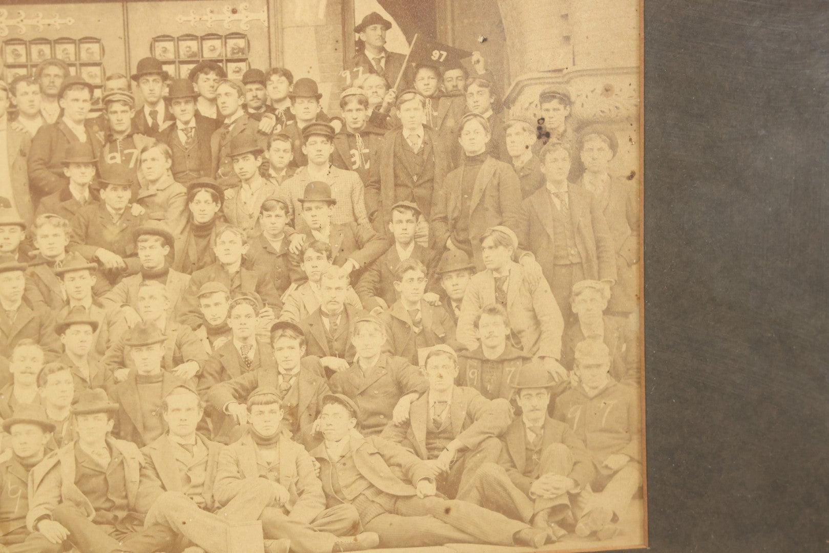 Lot 076 - Antique Framed Photo Of Students Of Dartmouth College, New Hampshire, In Front Of Wilson Hall, 1897, 20-1/8" x 14-1/4"