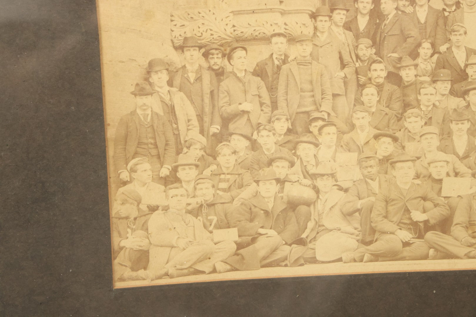 Lot 076 - Antique Framed Photo Of Students Of Dartmouth College, New Hampshire, In Front Of Wilson Hall, 1897, 20-1/8" x 14-1/4"