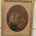 Lot 078 - Antique Framed Hand Tinted Photograph Of Three Young Girls, Likely Sisters, In Dresses, I.D. In Pencil On Verso