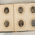 Lot 080 - Antique Green Gem Tintype Photograph Album Containing 70+ Photos, Including Twin Girls, Many Identified (All Pages Pictured)