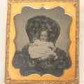 Lot 083 - Antique 1/6th Plate Ruby Ambrotype Photograph Of A Smiling Toddler Little Girl In Chair