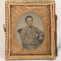 Lot 089 - Antique 1/9th Plate Tintype Photograph Of A Young Boy In A Gray Suit With A Bowtie, In Half Leatherette Case