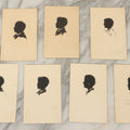 Lot 094 - Grouping Of Seven Vintage Hand Painted Silhouettes Of The Shattuck Family Of Hillsborough, New Hampshire, Painted By Elizabeth Morse Walsh, 1937