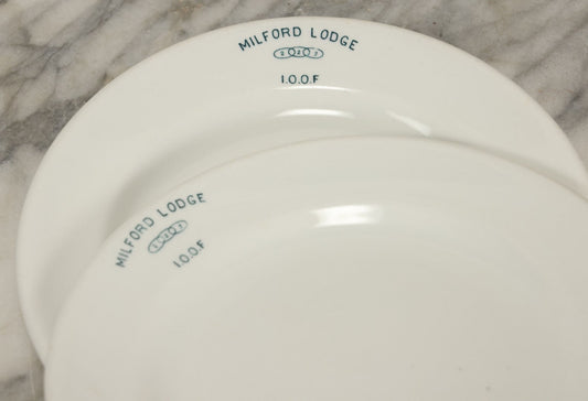 Lot 103 - Pair Of Vintage Plates From The Independent Order Of Odd Fellows I.O.O.F. Milford Lodge No. 223 With Three Links F.L.T. Design, Marked Grindley Hotel Ware, England, Vitrified