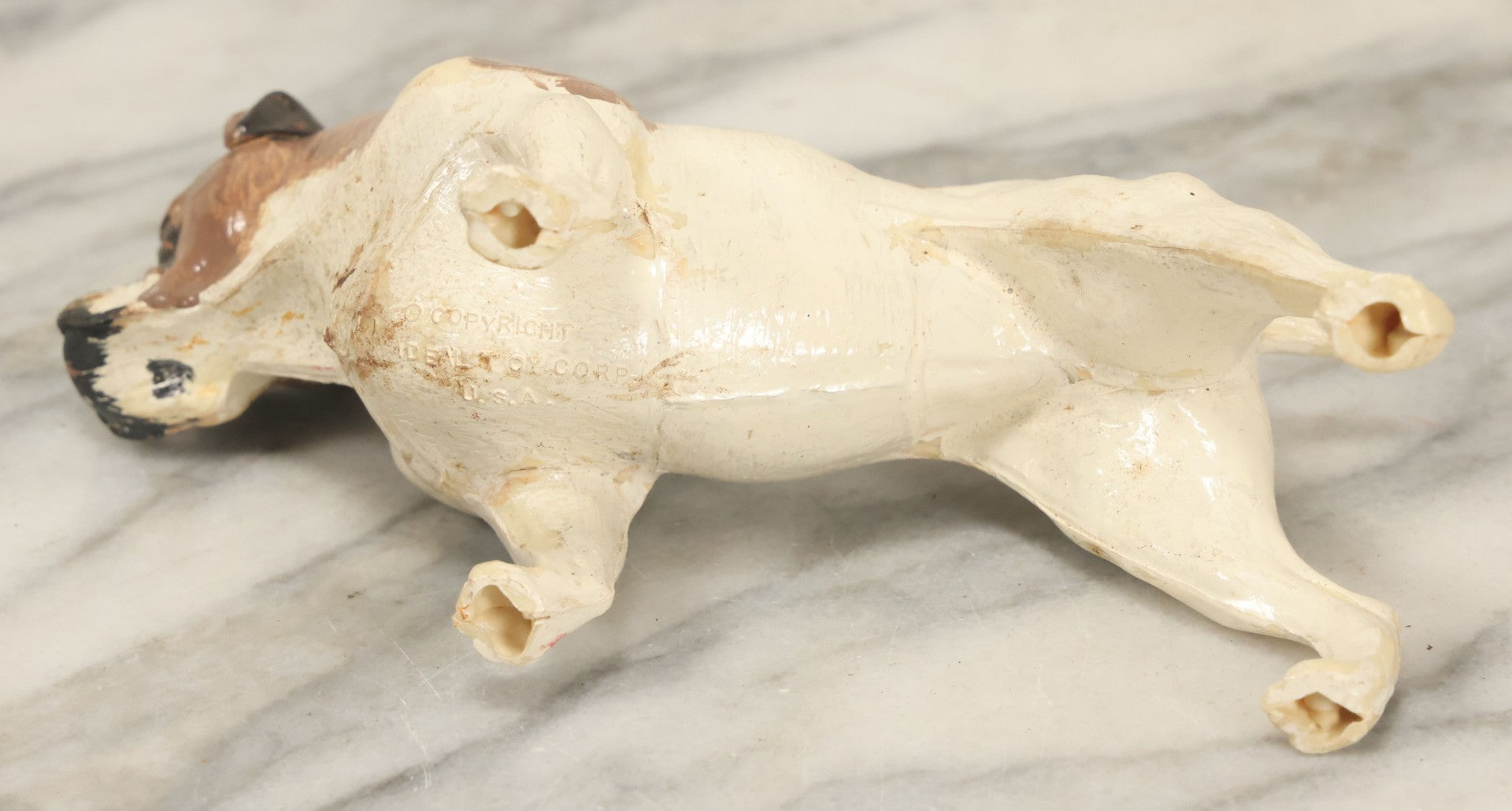 Lot 105 - Pair Of Vintage Celluloid Dog Figurines, Painted Boxer And Scottie Terrier, By Ideal Toy Company, U.S.A.