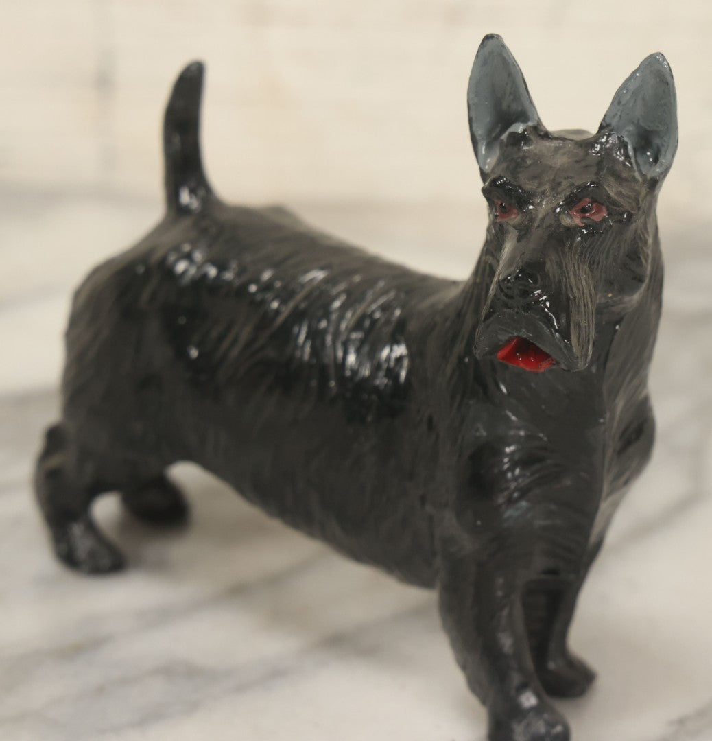 Lot 105 - Pair Of Vintage Celluloid Dog Figurines, Painted Boxer And Scottie Terrier, By Ideal Toy Company, U.S.A.