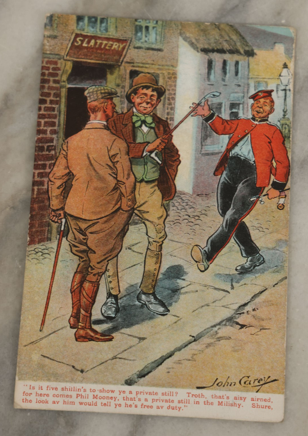 Lot 112 - Grouping Of Nine Antique Comic And Cartoon Postcards Including Painting The Town Red, Drinking, Drunk Hobo Clowns, And More, Early 20th Century