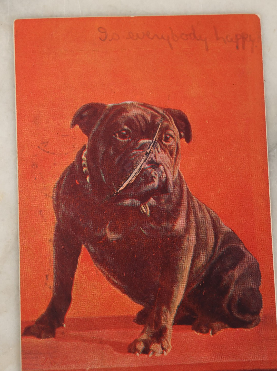 Lot 113 - Grouping Of Four Antique Postcards Including "You're A Peach," Girl With Toothache, Lemons, And Black Pug Dog, Early 20th Century