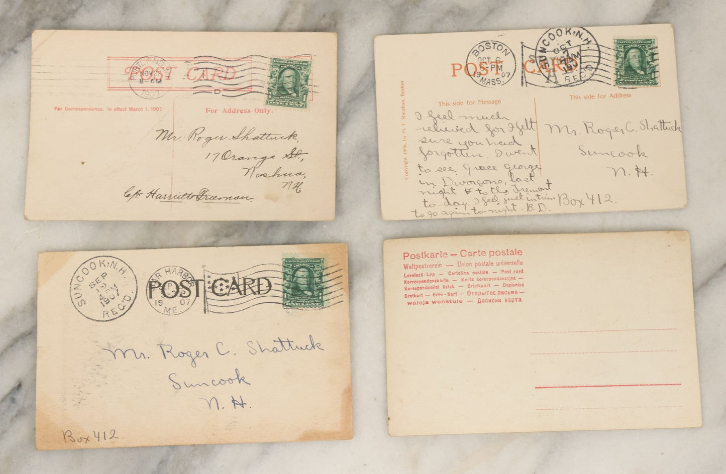 Lot 113 - Grouping Of Four Antique Postcards Including "You're A Peach," Girl With Toothache, Lemons, And Black Pug Dog, Early 20th Century