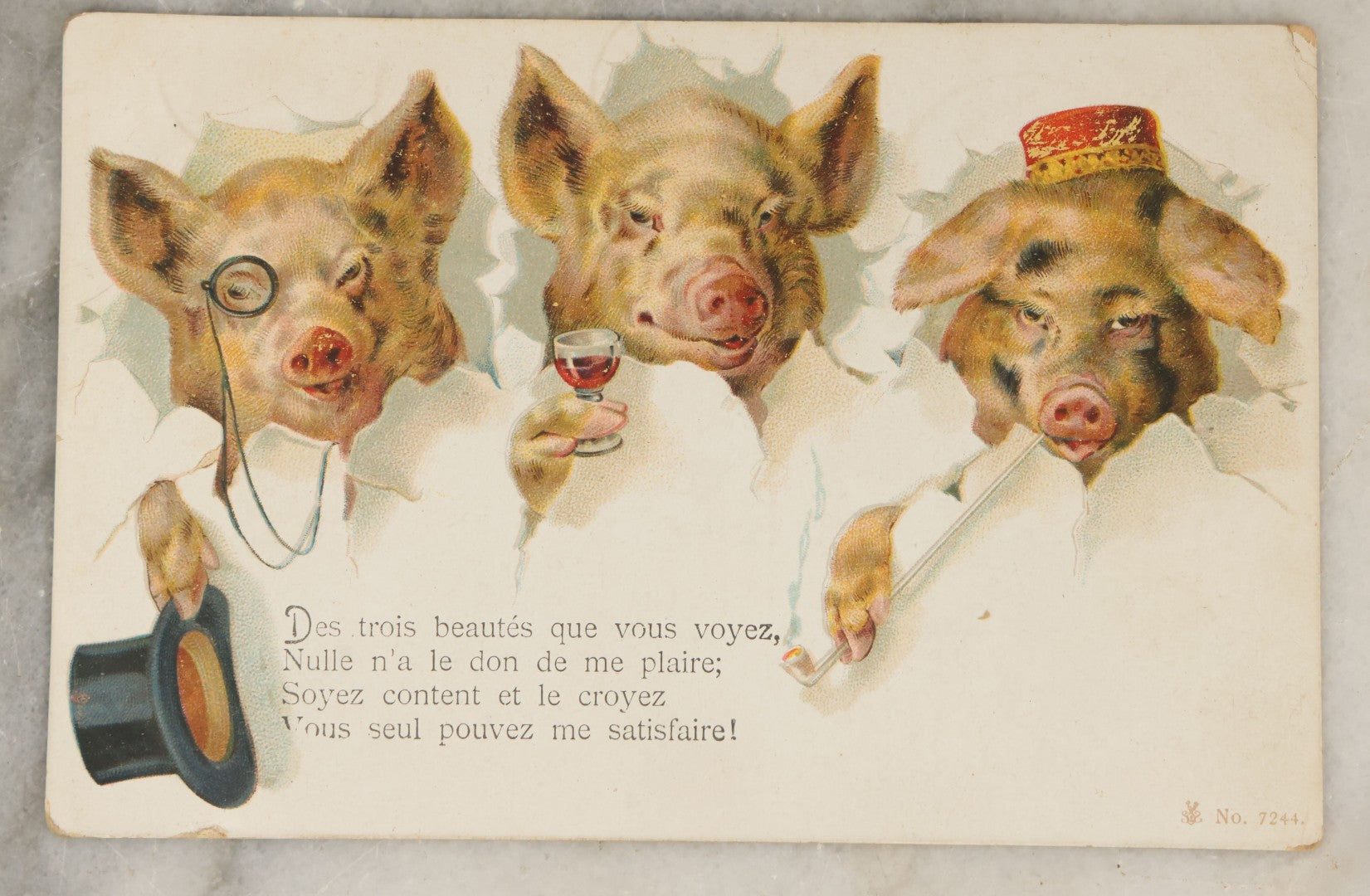 Lot 114 - Grouping Of Three Antique Postcards Including Two With Buster Brown Dog Cartoon, And Three Little Pigs, Early 20th Century