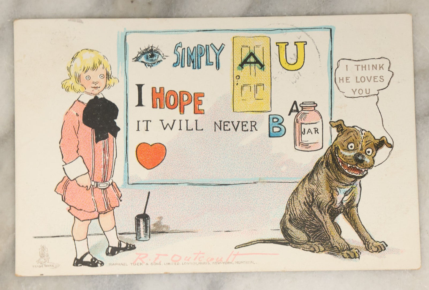 Lot 114 - Grouping Of Three Antique Postcards Including Two With Buster Brown Dog Cartoon, And Three Little Pigs, Early 20th Century