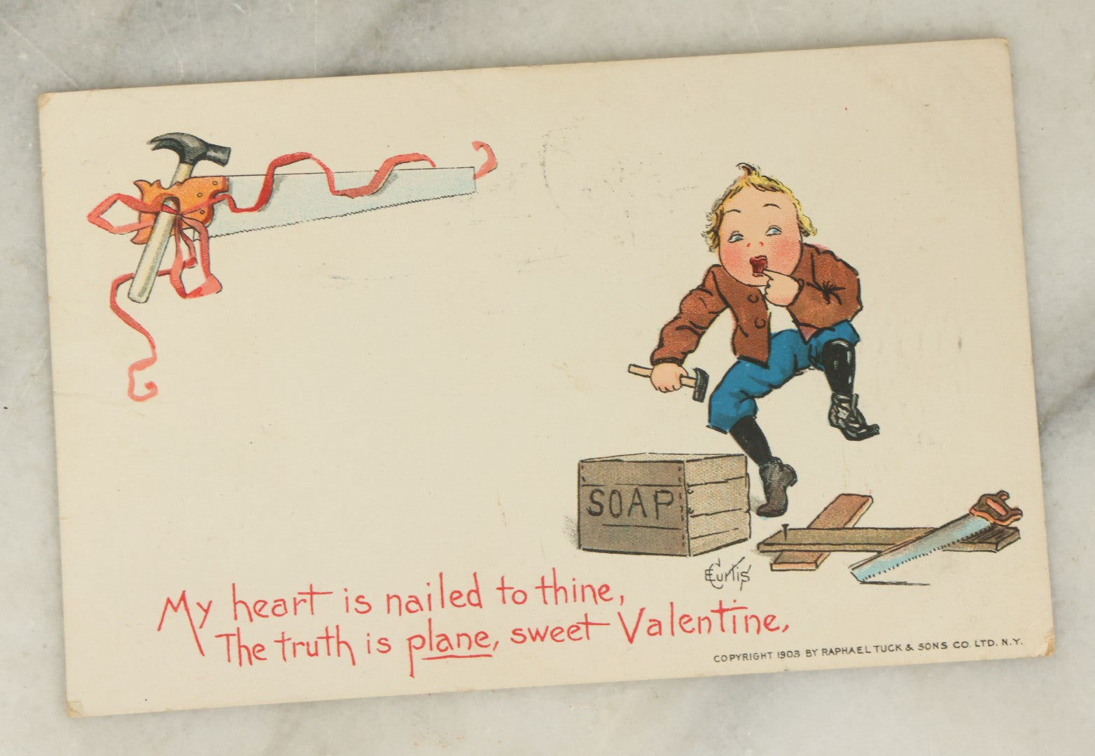 Lot 116 - Grouping Of Eleven Antique Postcards Relating To Valentine's Day, Romance, Holidays, Etc., Early 20th Century