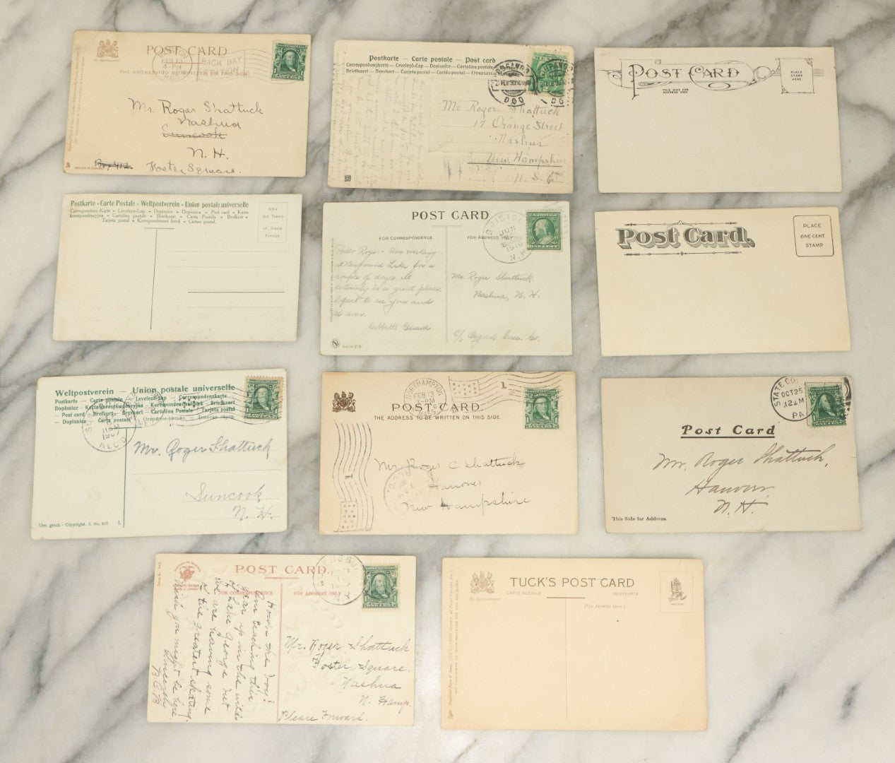 Lot 116 - Grouping Of Eleven Antique Postcards Relating To Valentine's Day, Romance, Holidays, Etc., Early 20th Century